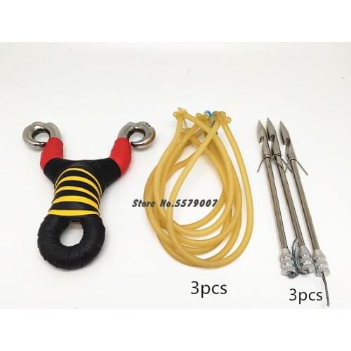 Powerful Stainless Steel Outdoor Fish Shooting Slingshot High Elastic Rubber Band And Fish Shooting Dart Outdoor Fishing Set