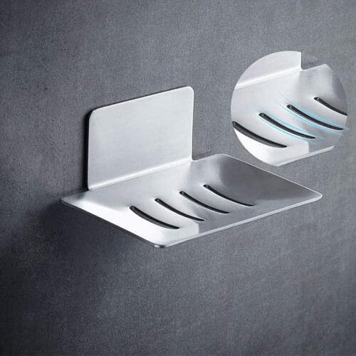 Toilet Soap Dish Bathroom Space Aluminum Soap Box Hole Free Shelf Wall Mounted Soap Rack