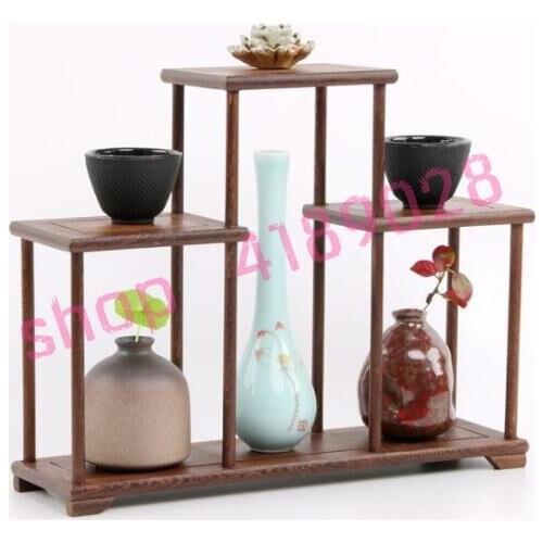 Natural chicken wing wood, medium high (medium size), solid wood curio shelves, tea ceremony ornaments pendulum rack