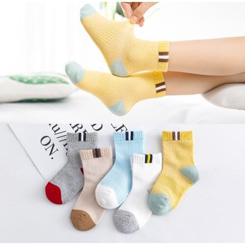 5Pairs/lot 2-9Y Baby Socks Summer Cotton Color Patchwork Kids Socks Colorful Girls Mesh Cute Newborn Boys Toddler Socks Baby