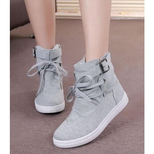 Spring And Autumn New Womens Short Boots Comfortable And Versatile Sports Low-Cut Canvas Shoes Round Toe Short Tube Flat Boots