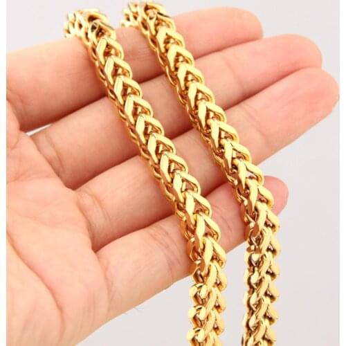 Charmig Mens Gold Tone Figaro Chain Necklace Men 316L Stainless Steel Necklace 6mm*23.6"