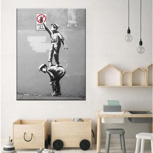 Poster Modern Home Decoration Graffiti Is A Crime Banksy Canvas Print Paintings Wall Artwork Living Room Frame Modular Picture