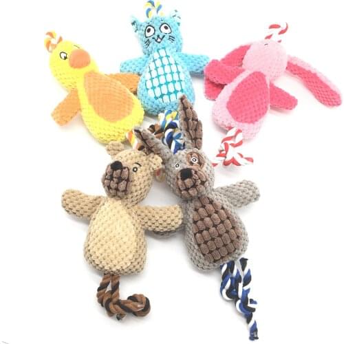 1P Cute Pet Dog Cat Plush Squeak Sound Dog Toys Funny Fleece Durability Chew Molar Toy for All Pets Rabbit Duck Bear Clean Teeth