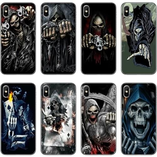 Grim Reaper Skull Transparent Phone Case For iPhone 12 11 Pro Max Mini XS Max XR X 8 7 Plus 6 6S Plus 5 5S SE 2020