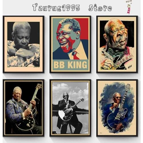 Rock music B B King kraft paper sea wall stickers home room decoration painting