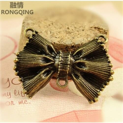 RONGQING 20pcs/pack Jewelry bowknot Charm for Bracelet Necklace Jewelry DIY Making Accessories