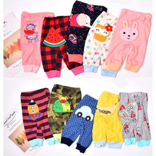 5 Pieces 100% Cotton Baby Pants Cartoon Print Infants Leggings Autumn Toddler Costume Newborn Boy Girl Clothing ZS0271