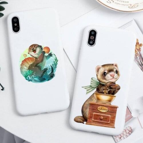 NBDRUICAI Cute Cartoon Otter Phone Case For iphone 12 11 Pro Max Mini XS 8 7 6 6S Plus X SE 2020 XR Candy white Silicone cover