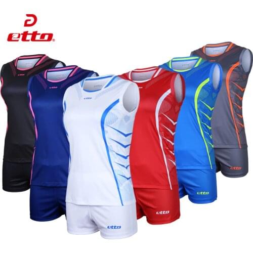 Etto Professional Volleyball Team Suits For Women Quick Dry Sleeveless Jersey Volleyball Set Female Match Tracksuit S~4XL HXB026