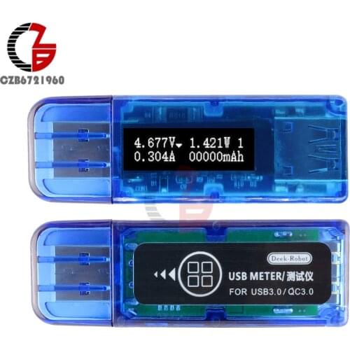 USB 3.0 Tester DC 3.7V-22V 3A 65W OLED Digital Voltmeter Ammeter Power Capacity Tester Battery Capacity Indicator Charger Doctor