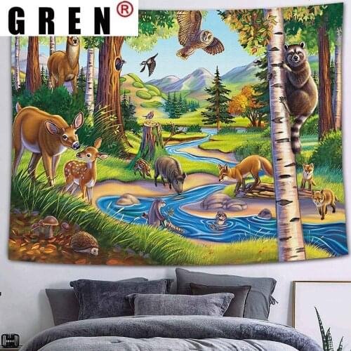 GREN Tapestry King of Lion Wildlife scenery Tapestry Wall Art Trippy Space Tapestries tissu mural Bedroom Living Room Home Decor