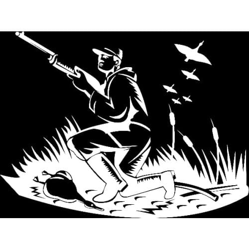 Suitable for All Kinds of Cars Interesting Bird and Hunter KK Vinyl Decal Graphic Black/Silver Sunscreen Waterproof 20cm*15cm