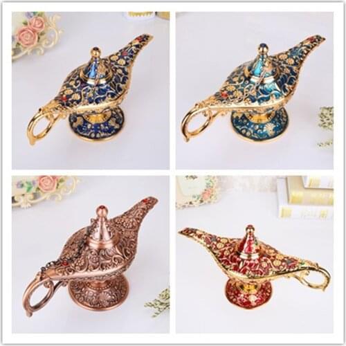 Vintage Metal Aladdins Magic lamp Figurines tin alloy retro Tea Pot lamp Miniatures Kids Christmas Toys gifts decoration crafts