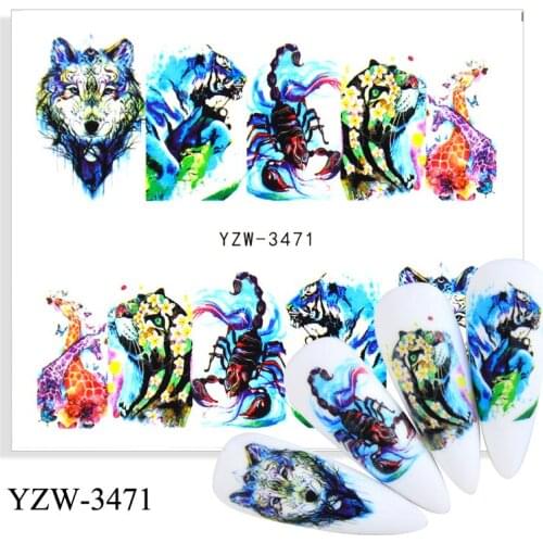 Water Nail Sticker Watercolor Forest Animals Scorpion Decals Design For Manicure Sliders Nail Art Decorations Nails Accessories