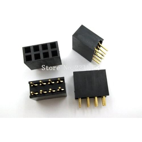 High Quality 20PCS/LOT 2x4 Pin 8P 2.54mm Double Row Female Straight Header Pitch
