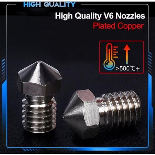High Performance V6 Plated Copper Nozzle Durable 3D Printer Parts 1.75MM Filament M6 Thread for E3D V6 Hotend Titan BMG Extruder