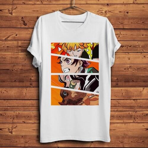 Demon slayer kimetsu no yaiba Tanjirou Nezuko Zenitsu funny anime tshirt Men White Casual T Shirt Unisex otaku streetwear tee