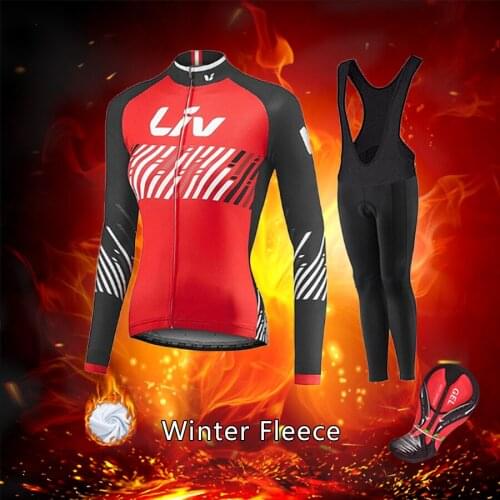 Women LIV Cycling Clothing Winter 2021 Thermal Fleece Bicycle Jersey Set MTB Suit Female Road Bike Clothes Kit Uniform Pro Dress
