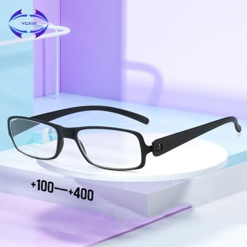 VCKA Square Prescription reading glasses women No screw man Acrylic Comfortable High definition lens Eyewear +100 to +400