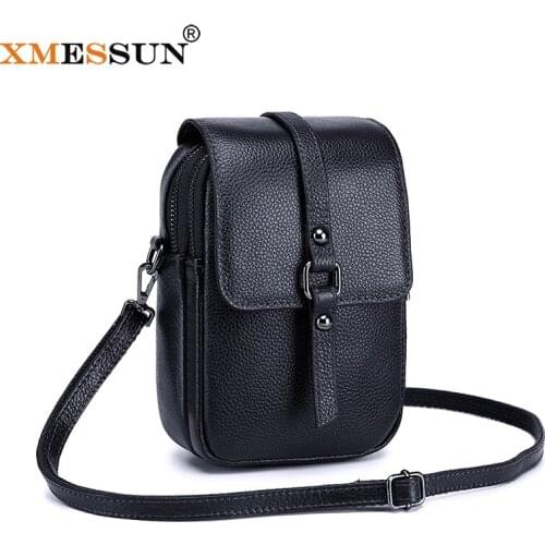 XMESSUN Phone Bags Women Fashion Coin Purse Large Capacity Shoulder Messenger Bag Trendy Genuine Leather Phone Card Case K137
