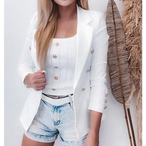 2021 Spring/Autumn Suit Jacket Metallic Button-down Double-row Button Small Suit Lady Solid Color Top Plus Size Clothing Women