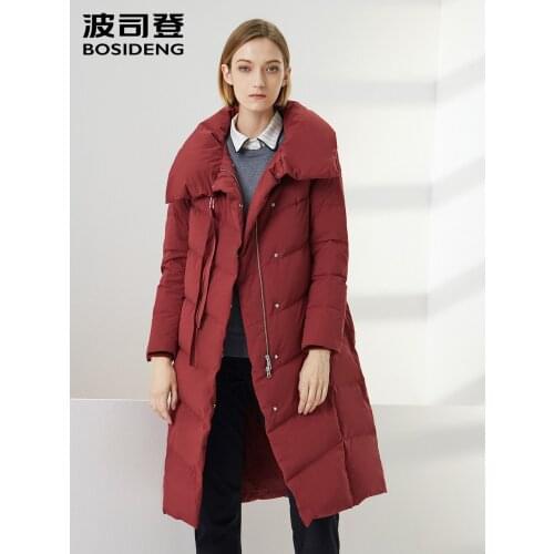 BOSIDENG Womens Stand Collar Thick Goose Down Female Windproof Cloths Straight Down Female Jacket B90141116