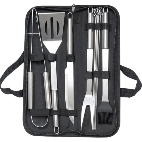 10 Pcs Stainless Steel Barbecue Accessories with Storage Bags BBQ Barbecue for Friends Family