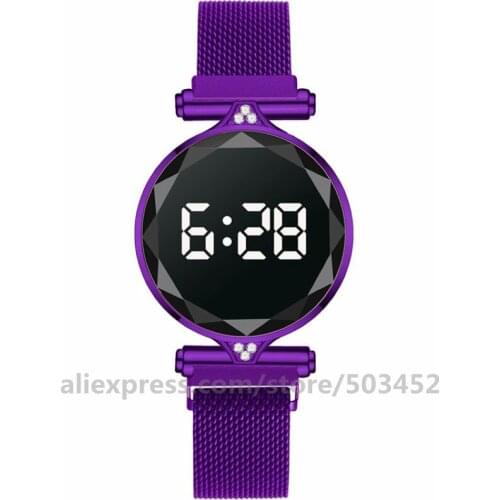 100pcs/Lot Hot Sale White LED Digital Magnetic Belt Watch For Women Rhinestone Wristwatch Popular Ladies Watch Clock Relogio