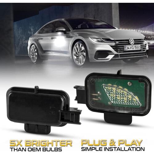 2Pcs 6000K White LED Under Side Mirror Light Puddle Lamps For VW Passat B8 3G2 Variant Alltrack 3G5 Arteon 3H7 Super Bright