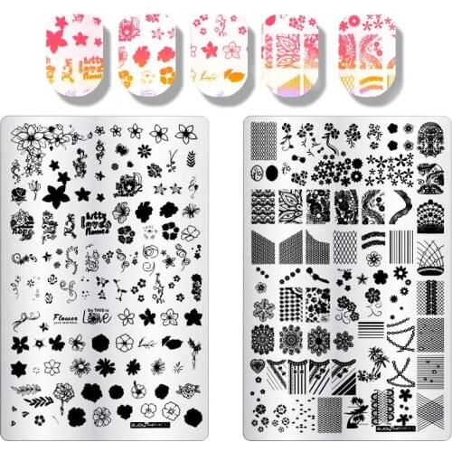 9.5*14.5cm Nail Stamping Plates Nail Template Flowers Sketching Stainless Steel Nail Art Stamp Template Manicure Nail Tools