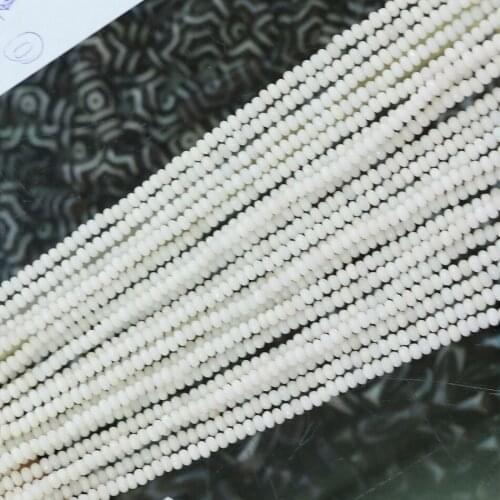 Charms white natural stone chalcedony jades 2*4mm beautiful stone faceted abacus loose beads diy high quality Jewelry 15" B586