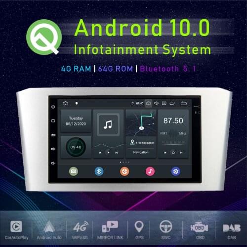 JSTMAX 7" Android 10.0 Car GPS Player For Toyota Avensis 2003-2007 GPS Car Auto Stereo Multimedia Player