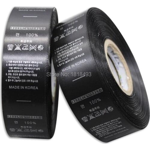 Free shipping customized clothing care labels/garment printed tags/black silk care labels with silver printing 1000 pcs a lot