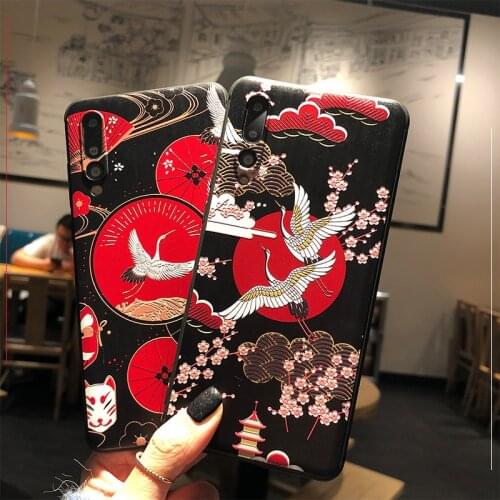 For Huawei P40 Pro P30 Pro Lite P20 Nova 4e 4 3 3i P Smart Plus Mate 20 10 20X Case 3D Relief Crane Soft Back Cover Case Funda