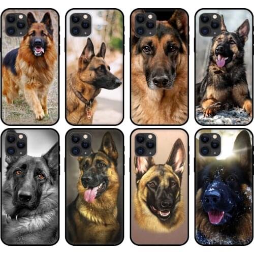 Black tpu case for iphone 5 5s se 2020 6 6s 7 8 plus x 10 XR XS 11 12 mini pro MAX back cover German Shepherd Dog