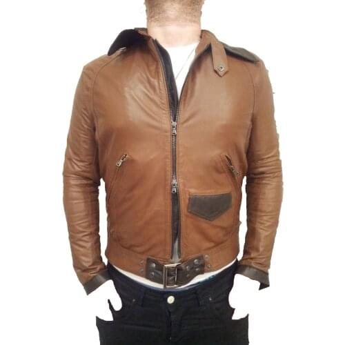 CREAZIONIINPELLE Mens Genuine Leather Jacket Made In Italy