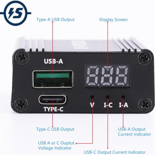 Dual USB Charging Module 20V 5A 100W Voltage Converter Type-C QC2/QC3/FCP/SCP/PPS/LVDC/PE1.1/PE2.1/PD Charging Protocol