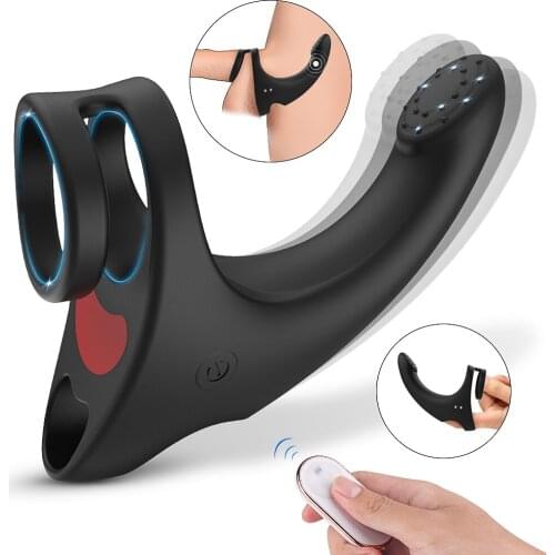 10 Modes Vibrating Penis Massager Ring Dildo Sex Toys for Men Scrotum Massager Male Chastity Cage Testicle Bondage Vibrators