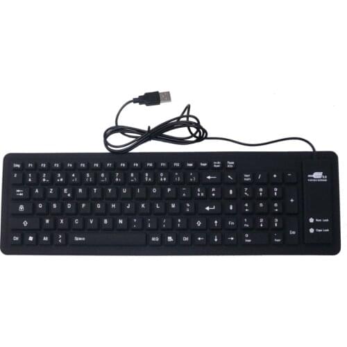 French Silicone keyboard USB 2.0 Silicone Roll Up Foldable Computer Keyboard for PC