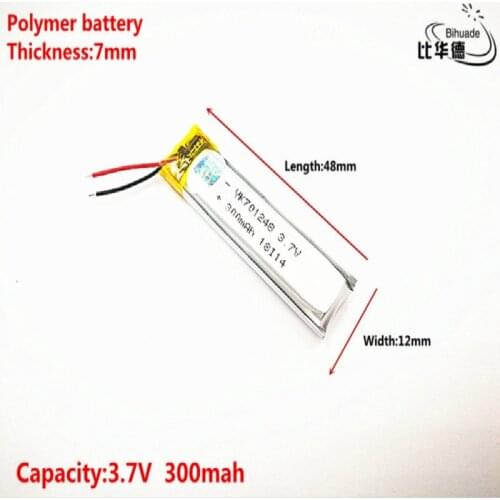Good Qulity 3.7V,300mAH,701248 Polymer lithium ion / Li-ion battery for TOY,POWER BANK,GPS,mp3,mp4