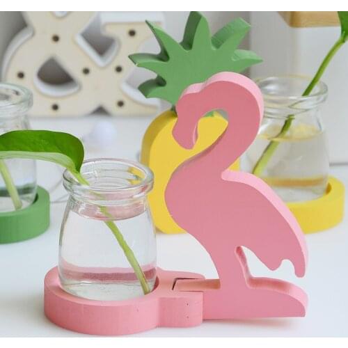 Ins style flamingo cactus styling hydroponic glass vase crafts decoration home childrens room decoration
