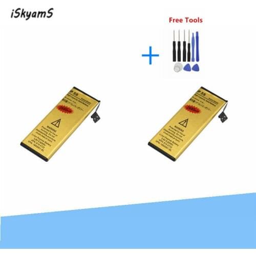 ISkyamS 2pcs 2680mAh 0 zero cycle Replacement Gold Li-Polymer Battery For iPhone 5S 5 S Accumulator Batteries + Repair Tools Kit