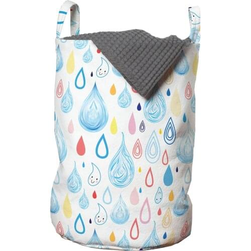Rain Laundry Basket Large and Small Sketchy Drops Pattern Organizer for Clothes Underwear Socks Toys Wash Bag & Home Storage