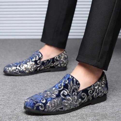 2021 New Brand Suede Mens Loafers Slip On Luxury Barber Sequins Party Shoes High Qualityl Men Smoking Shoes