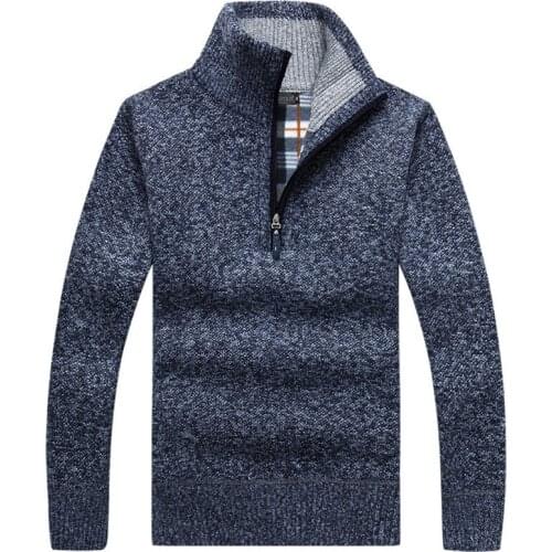 Pullover Mens Thick Warm Knitted Pullover Men Sweater Solid Fashion Turtleneck Sweaters Half Zip Warm Fleece Winter Coat Casual
