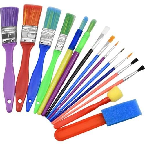 15pcs Paint Brush Set Kids Colorful Painting DIY PaintBrushes for Watercolor Oil Paints Kids Doodle Painting Tools Crafts Gifts
