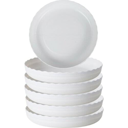 Plastic Cushion Bowl Tray Set Plant Container Accessories Flower Pot Mat 6PCS 1 Pc High Quality White Wavy Edge