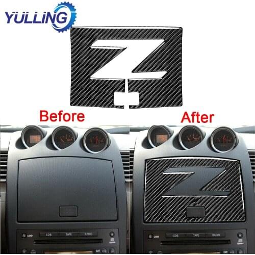 Car Interior Stickers Central Control Navigation Panel Cover Sticker Replacement Trim For Nissan 350Z 2003-2009 Carbon Fiber