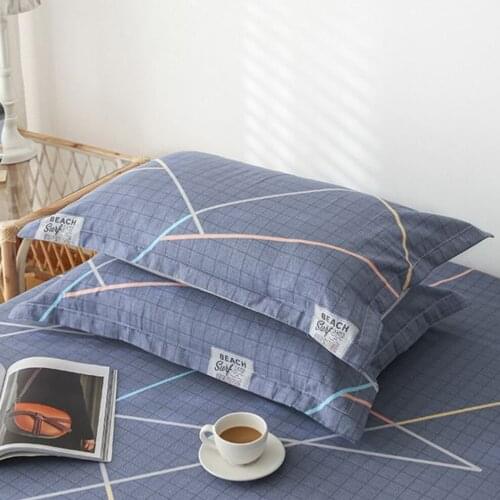 2PCS 48*74CM Pure Cotton Diagonal Pattern Pillowcase Adult Individual Cotton Pillowcase Home Bedding